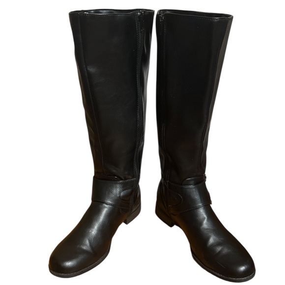 Women’s Knee High Black Leather Boots Size 10W - Picture 2 of 11